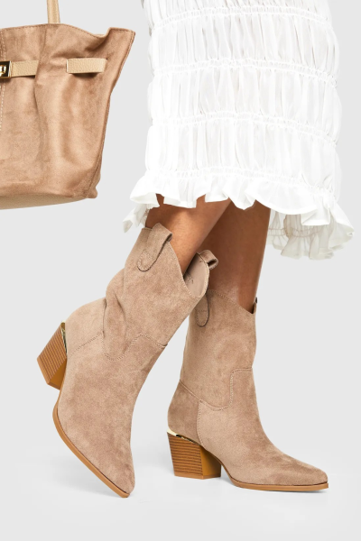 Product Faux Suede Calf High Western Boots