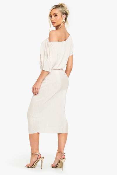Product Plisse Off The Shoulder Midi Dress