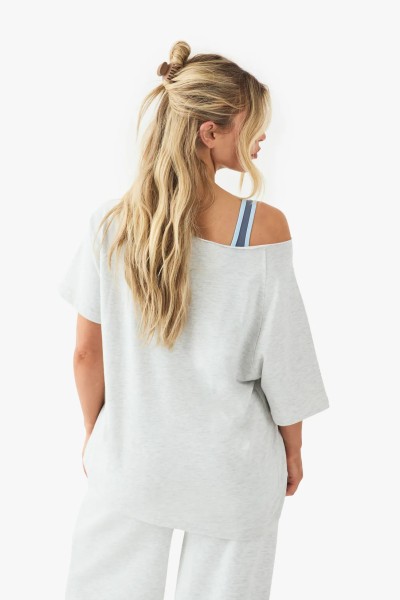 Product DSGN Studio Script Embroidered Off The Shoulder T-Shirt