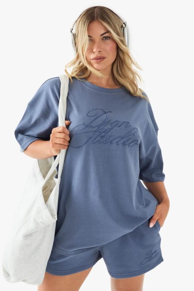 Product DSGN Studio Script Embroidered Crew Neck Oversized T-Shirt