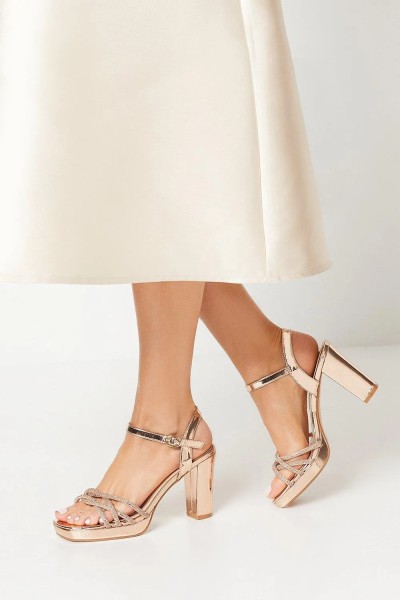 Product Taylor Faux Leather Diamante Platform Heel Sandals